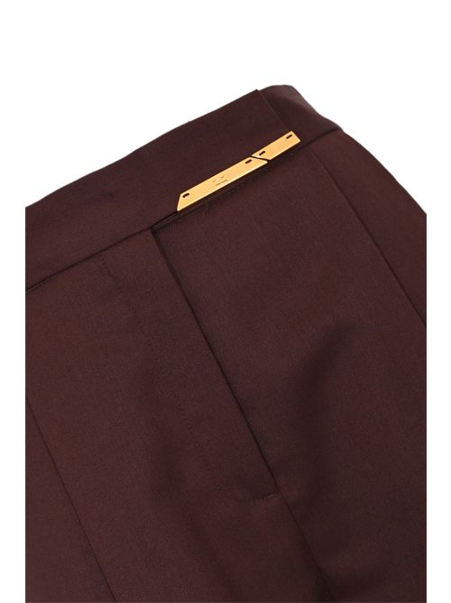 Pantaloni in fresco lana con pinces e placca gioiello Elisabetta Franchi | PA15761E2644